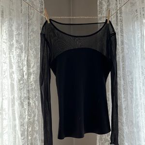 Black top with sheer sleeves
